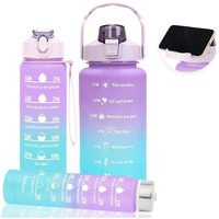 CRIYALE Set of 3 Water Bottle with Motivational Time Marker | Sipper Water Bottle with Straw, 3D Sticker Leakproof BPA Free Drinks Bottle for Gym Fitness Outdoor Sports(2Litre, 900ml, 350ml)