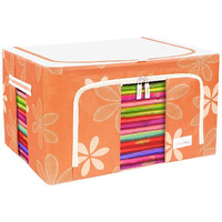 BlushBees Living Box - Storage Boxes for Clothes, Saree Cover - 55 Litre, Pack of 1, Orange