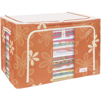 BlushBees Living Box - Storage Boxes for Clothes, Blanket Cover Bag - 100 Litre, Pack of 1, Orange