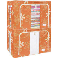 BlushBees Living Box - Storage Boxes for Clothes, Blanket Cover Bag - 100 Litre, Pack of 2, Orange
