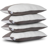 GADDA CO Height Adjustable Hollow Fibre Sleeping Pillow with Zip | Set of 4 (White and Grey, 27 x 16 Inches) 6 Months Warranty