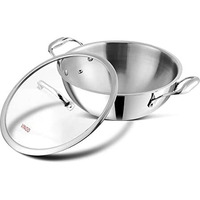 Vinod Platinum Triply Stainless Steel Extra Deep Kadai with Glass Lid 3.2 Litre (24 cm) | 2.5mm Thick | Kadai for Cooking | Heavy Base | Induction & Gas Base | 5 Year Warranty