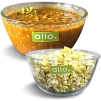 Allo Food Safe Borosilicate Glass Mixing & Serving Bowls for Kitchen, Oven & Microwave Safe Bowls, Dishwasher and Freezer Safe Bowls, Set of 2 1000ML, 1600ML, Transparent