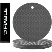 FiABLE Premium Grade Silicone Trivet Mats - Thick and High Heat Resistant mats for Hot Pans | Pot Holder mats | 8mm Extra Thick for Dining and Kitchen - Set of 3 Grey