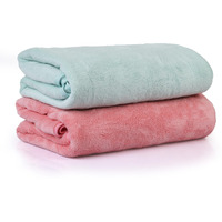 Glivary Microfiber Towels for Bath-Soft Towel with Hook Quick Dry Super Absorbent-Bath Towel for Men and Women(70 x 140 cm) (Green/Pink)