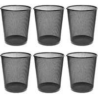 GoodWill Tech Mesh Dustbins, Pack of 6 (9.4L) Metal Mesh Recycling Bins Waste basket for Home/Office/Hospital/College/School -Black