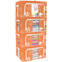 BlushBees Living Box - Storage Boxes for Clothes, Saree Cover - 55 Litre, Pack of 4, Orange