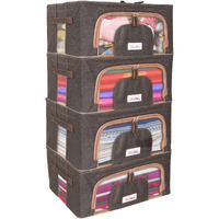 BlushBees 600D Oxford Fabric Living Box - Cloth Organizer Boxes, Underbed Organizer - (24 L , Pack of 4, Espresso Brown)