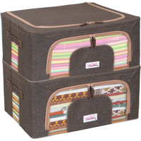 BlushBees Living Box - 600D Oxford Fabric Closet Organizer Cloth Storage Boxes for Wardrobe - 44 Litre, Pack of 2, Espresso Brown