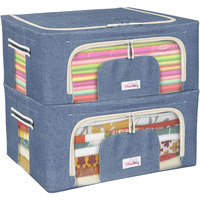 BlushBees 600D Oxford Fabric Living Box - Closet Organizer Cloth Storage Boxes for Wardrobe - 44 L (Pack of 2, Cowboy Blue)