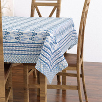 BLOCKS OF INDIA Hand Block Print Rectangular Table Cloth for 6 Seater Dining Table (60 Inch X 90 Inch) (COLOR 7)