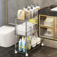 MosQuick 3 Tier Acrylic Slim Trolley Rack Cart, 13 cm Wide kitchen trolley Kitchen Organizer Kitchen Storage Rack Bathroom Organiser, Ideal Salon Trolley perfect racks for storage multipurpose.