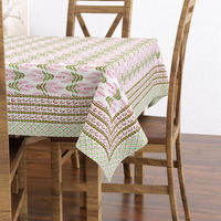 BLOCKS OF INDIA Hand Block Print Rectangular Table Cloth for 6 Seater Dining Table (60 Inch X 90 Inch) (COLOR 8)