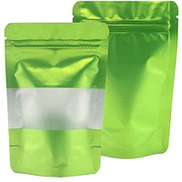 TRUE SHOP FOOD GRADE REUSABLE STORAGE STANDUP POUCHES ECO FRIENDLY WITH SELF-SEALING ZIPPER COLOR GREEN CAPACITY 500 GRAM (6INCHX9INCH) OR(16CMX24CM) (PACK OF 50)