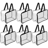 TULMAN Plastic 28 L Multipurpose Transparent Storage Bag For Clothes Pvc Packing Organizer For Sarees Clothes - 40X32X22 Cm - 6 Pack