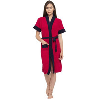 ELEVANTO (RANI-NAVY) PREMIUM DRY TECH TERRY MATERIAL HALF SLEEVE WITH FRONT POCKET BATHROBE FOR WOMENS