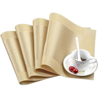 Baskety (Set of 4 PCS) Colorful Place Mats Dining Tablemates Washable Heat Resistant. (Gold)