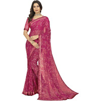 rangita Women Floral Printed Georgette Saree With Blouse Piece - Wine (SIZE 5.5 MTR)