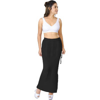 dermawear Women Blended Fabric Saree Shapewear Petticoat (Black, Large)