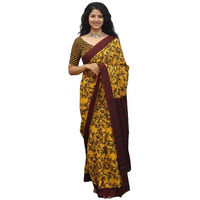 JALTHER Handicrafts Womens Ikat Hand Block Print Jaipuri Cotton Mulmul Saree with Blouse Piece - _SH_137