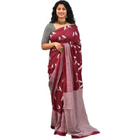 JALTHER Handicrafts Womens Ikat Hand Block Print Jaipuri Cotton Mulmul Saree with Blouse Piece - _SH_132