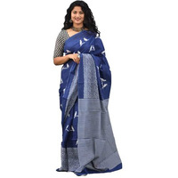 JALTHER Handicrafts Womens Ikat Hand Block Print Jaipuri Cotton Mulmul Saree with Blouse Piece - _SH_133