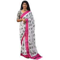 JALTHER Handicrafts Womens Ikat Hand Block Print Jaipuri Cotton Mulmul Saree with Blouse Piece - Pink_224