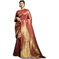 Vardha Womens Kanchipuram Art Silk Saree with Unstitched Blouse Piece - Zari Woven Work Sarees for Wedding (Kasuba Silk, 472, Maroon)