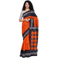 JALTHER Handicrafts Womens Ikat Hand Block Print Jaipuri Cotton Mulmul Saree with Blouse Piece - Red_24