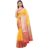 Enthone Womens Heavy Banarasi Art Silk Saree With Unstitched Blouse Piece(Yellow)