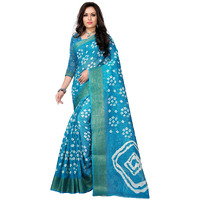 HARPITA Womens Cotton Bandhani Print Saree With Unstitched Blouse Piece(Bandhani-Rama)