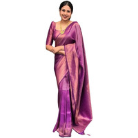 C J Enterprise Womens Banarasi Saree Pure Kanjivaram Silk Saree Soft Design Wear Pattu Sarees Party Latest Cotton With Blouse Piece Kanchipuram for Wedding sadi new Sari 2024 2023 (DevRatna Magenta)
