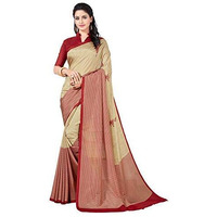 Vimla Womens Beige Malgudi Art Silk Uniform Saree with Blouse (5899)