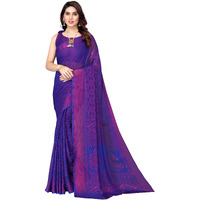 Mubeno Womens Woven Chiffon Brasso sarees for women Royal Blue Free