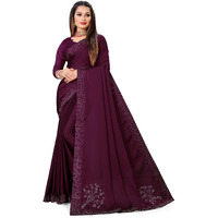 Dream Crushers Womens Woven Raw Silk Saree With Blouse Piece woven border With Bloues Pic