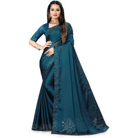 Dream Crushers Womens Woven Raw Silk Saree With Blouse Piece woven border With Bloues Pic