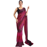 SIRIL Womens Georgette Printed Ready To Wear Saree With Unstitched Blouse Piece (3374S361_Wine)