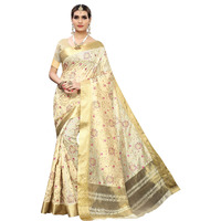 Yashika Womens Cotton Blend Printed Saree With Blouse Piece(SDPL-KERALA FLORAL)