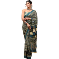 Crafts Moda Women Pure Cotton Multicolor Printed Saree With Blouse