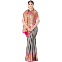 Enthone Womens Banarasi Silk Saree With Unstitched Blouse Piece(Grey)
