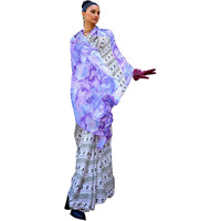 AKHILAM Womens Crepe Digital Print Designer Saree With Unstitched Blouse Piece (Off White_KUBIK324015_RJ)