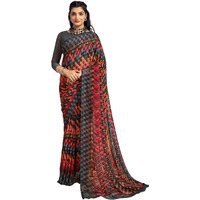 Jaanvi fashion Womens Fancy Chiffon Floral Printed Saree with Blouse Piece(star chiffon-125-25104-A)