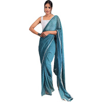 Sidhidata Womens Georgette Bandhni/Bandhej Printed Ready To Wear 1 Minute Saree With Unstitched Blouse Piece (RTW Bandhani Rama_Rama_Free Size)