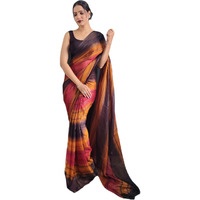 Sidhidata Womens Georgette Ready To Wear one Minute Saree With Unstitched Blouse Piece (RimJhim Yellow_Yellow_Free Size)