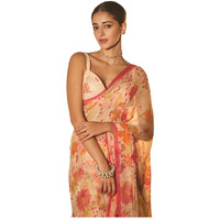 Sidhidata Womens Georgette Floral Printed Saree With Unstitched Blouse Piece (Ananya Flower_Multicolour_Free Size)