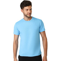 hummel Budoc Round Neck Half Sleeve Solid Regular fit Polyester T-shirt for Men Comfortable Breathable Fabric Stretchable for Everyday Use Ideal for Yoga Training Gym Running or Performance