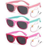 ROCF ROSSINI Pack of 3 Flexible Kids Sunglasses Polarized Sun Glasses Girls Boys Shades UV400 Protection Eyewear for Age 2-8 (Pink+Pink/Cyan+Fuchsia/Pink)