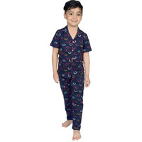 3BROS Unisex Pure Cotton Short Sleeve Kids Night Dress for Boys & Girls Nightwear/Sleepsuit/Loungewear Night Suit/Top and Pyjama Combo Set (Multicolor) (2-3 Years) | JB20HS6031_226_55