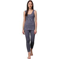 Wearslim Womens Cotton Thermal Underwear Set Thermal Sleeveless Camisole and Pant Set Round Neck Tank Tops & Bottom Soft Warmer - Blue (XL)