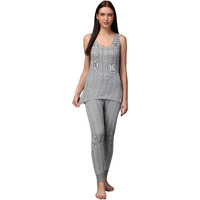Wearslim Womens Cotton Thermal Underwear Set Thermal Sleeveless Camisole and Pant Set Round Neck Tank Tops & Bottom Soft Warmer - Grey (XL)
